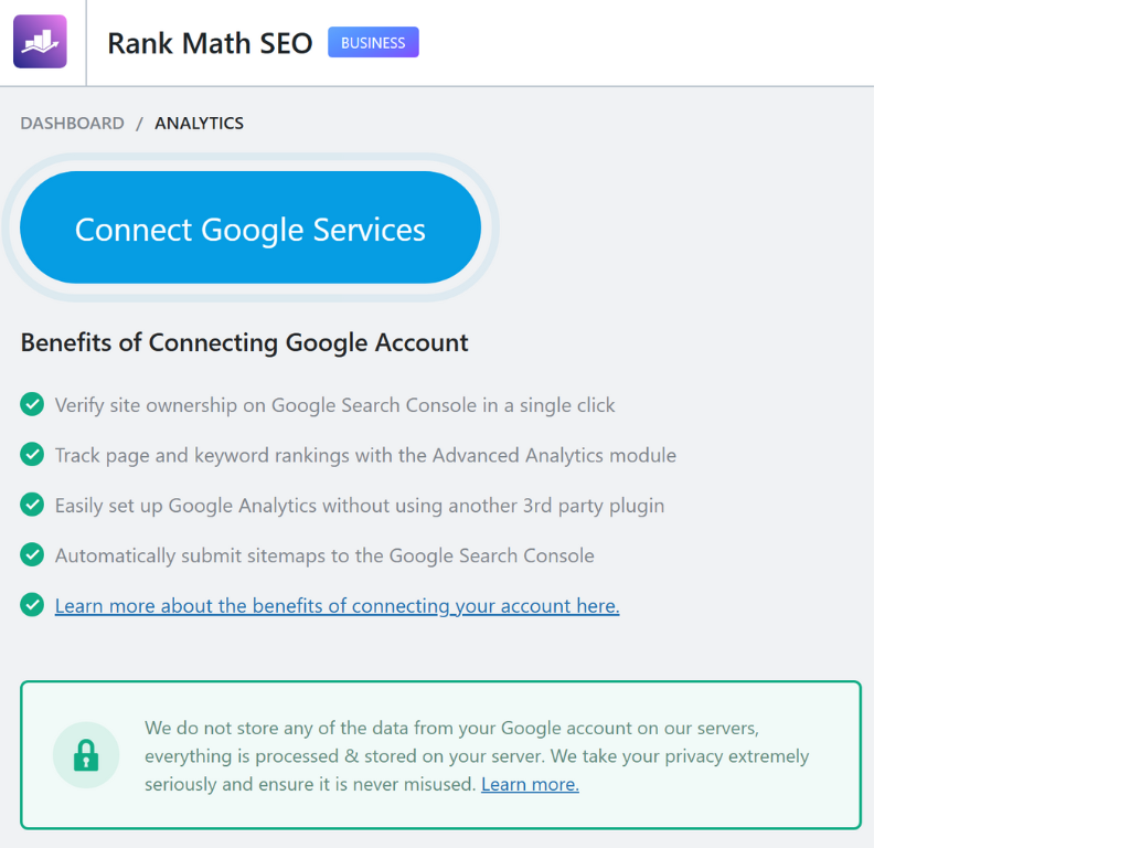 Connect to Google Services with Rank Math