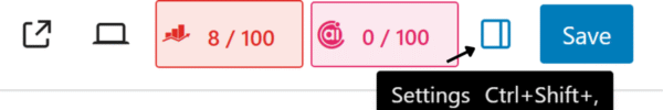 Settings tab