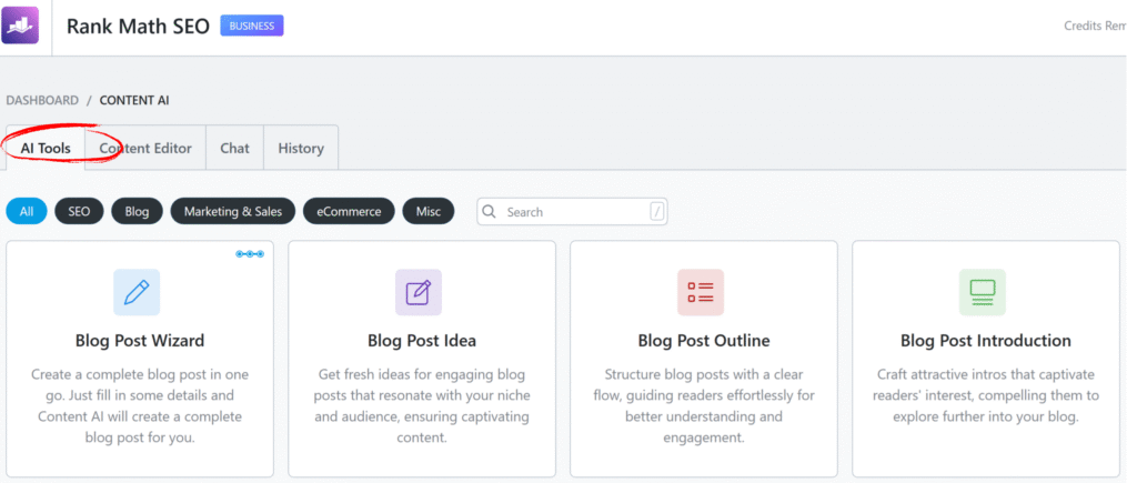 AI Tools Tab