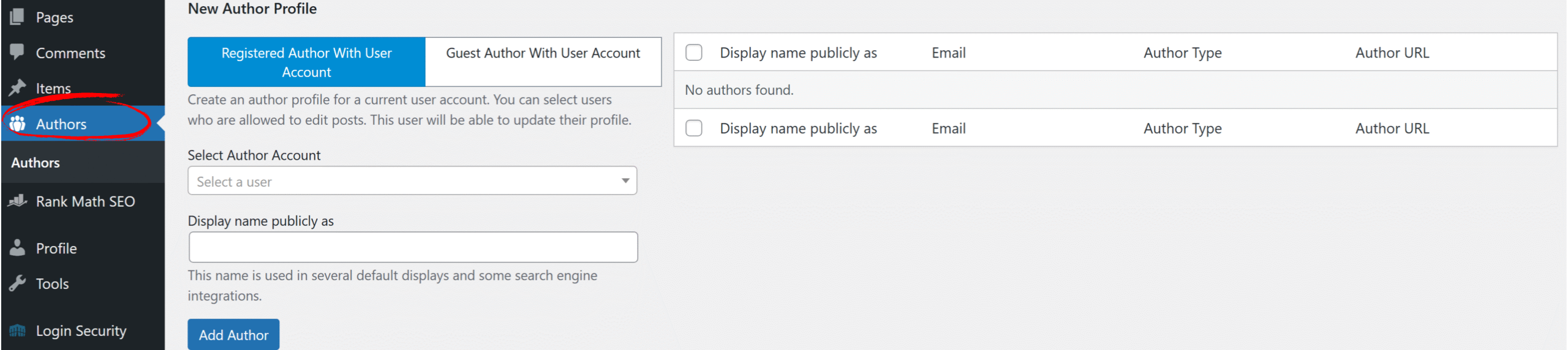 Create a new author profile in PublishPress Authors